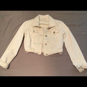 AEROPOSTALE Cream Jean Crop Jacket Med